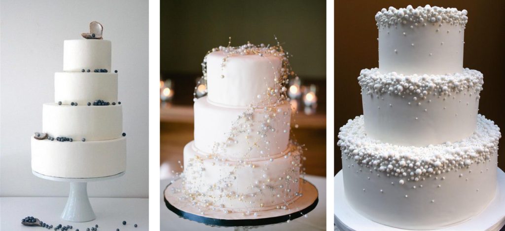 Tartas de boda con perlas