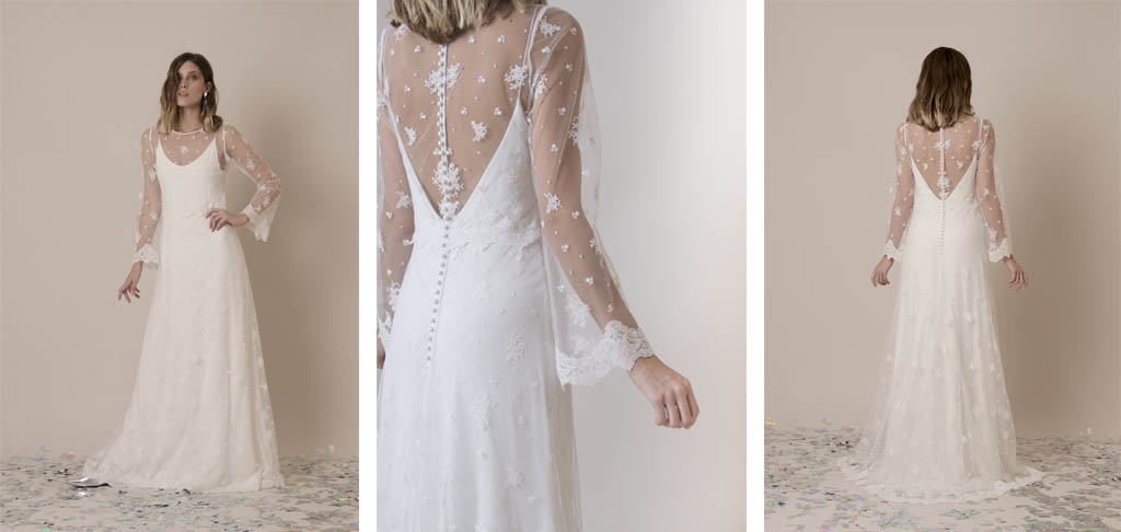 vestido de novia con bordados florales