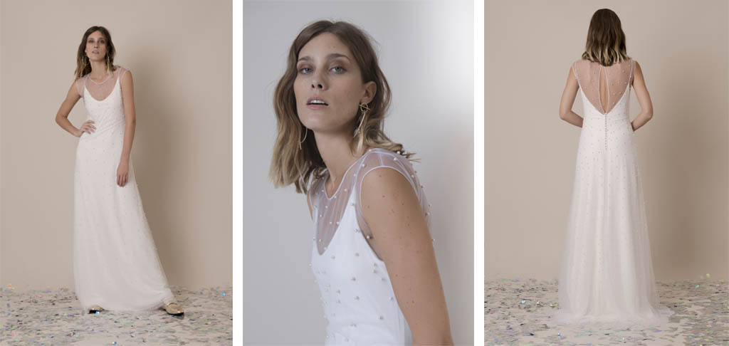 vestido de novia con perlas